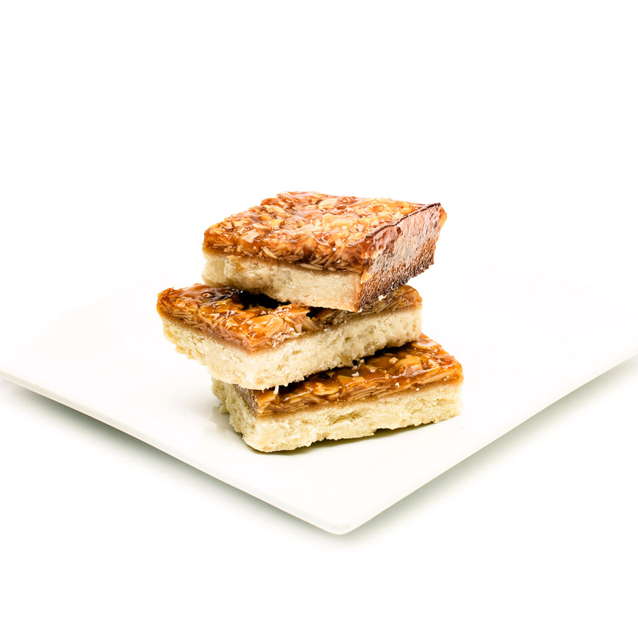 Vegan Gluten Free Caramel Almond Shortbread Bar
