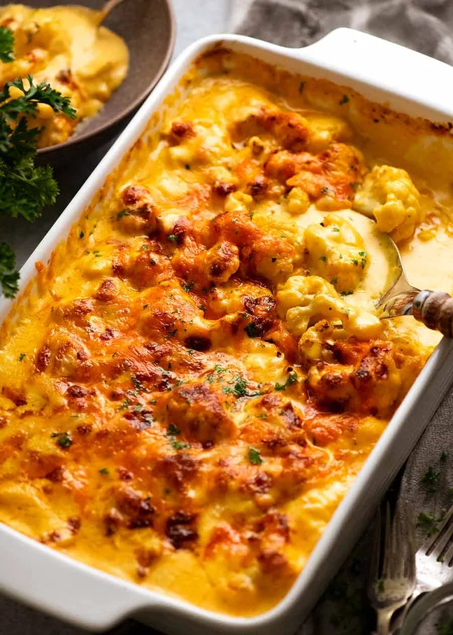 Baked Cauliflower with Homemade Cheese Sauce