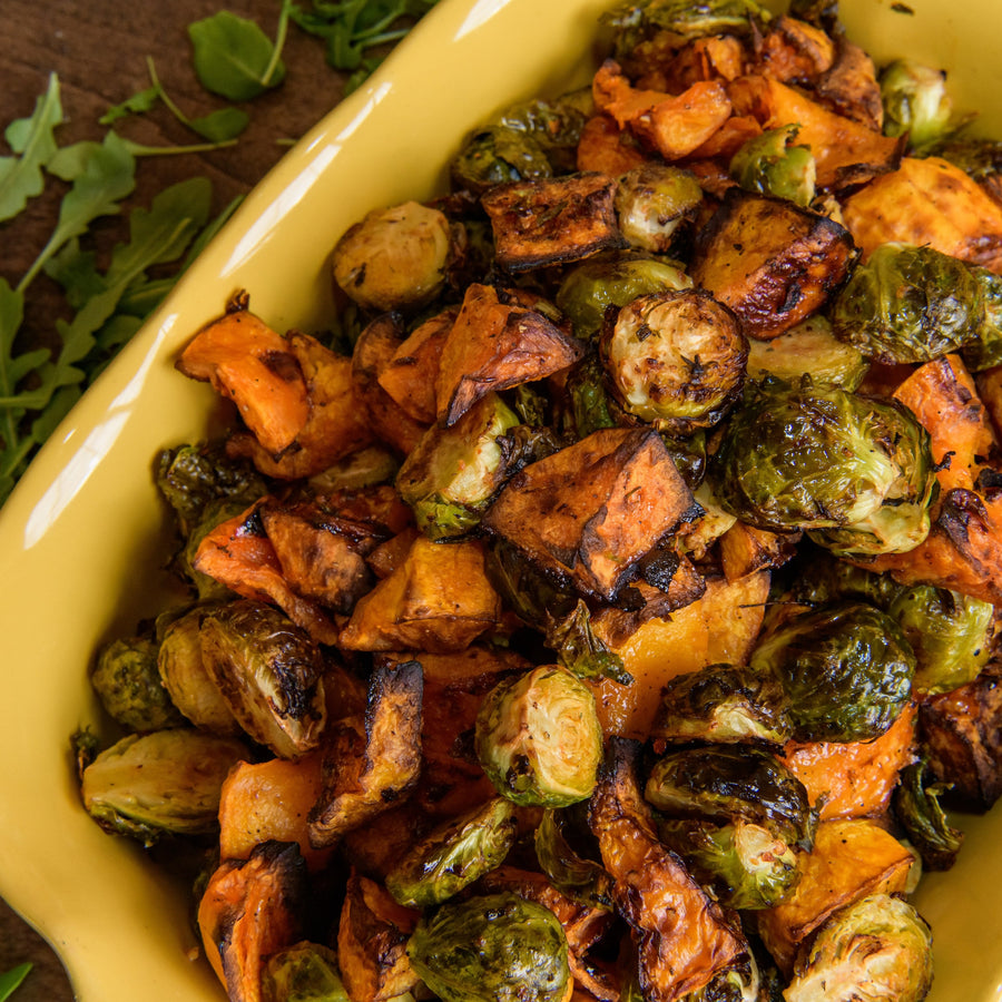 Roasted Squash and Brussels Sprouts